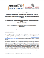 Statement in response to the activity report of the Special Rapporteur on Prisons, Conditions of Detention and Policing in Africa: 79th Ordinary Public Session of the African Commission on Human and Peoples’ Rights 14 May to 3 June 2024