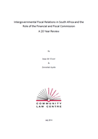 Intergovernmental Fiscal Relations in South Africa and the Role of the Financial and Fiscal Commission A 20 Year Review