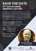 SAVE THE DATE: 15th Dullah Omar Memorial Lecture