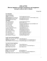 OPEN LETTER: Effective legislative oversight, transparency and engagement during the national state of disaster